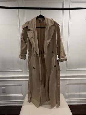Beige Long Trench Coat - H&M